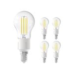 Flerpack 5x Calex Smart Tuya Wifi E14 boll 4.5W 450lm - 818-830 Justerbar Vit | Dimbar - Ersättare 40W 