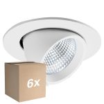 Flerpack 6x Noxion LED Spot Forza V2 Aluminium Vit 28/32/36/40W - 3300/3700/4100/4500lm 36D - 930-940-957 CCT | 160mm - Utskärning   145mm - Bästa Färgåtergivning