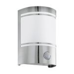 Eglo Vägglampa Cerno Rostfritt Stål | IP44 - Passande för 1x E27 - Rörelsesensor