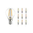 Flerpack 10x Noxion Lucent Lustre LED E14 boll Filament Klar 2.5W 250lm – Dimbar - Ersättare 25W