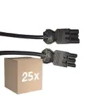 Flerpack 25x Noxion GST - Kompatibel Förlängningskabel Svart - Manlig + Kvinnlig - 2m - 3 pole 1,5mm2