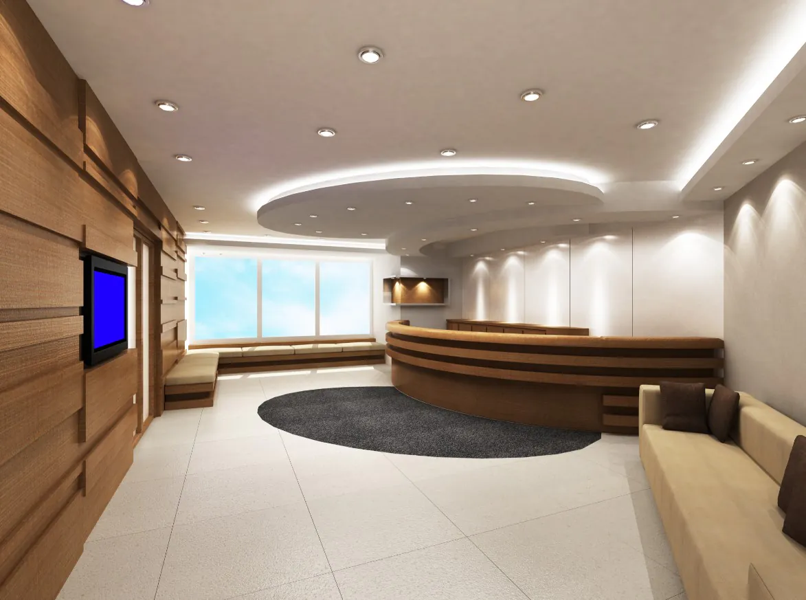 Spotlights med spridningsvinkel 25-40 grader som lyser upp en hotellreception